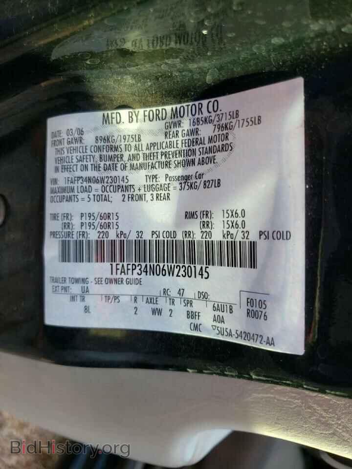 2006 FORD FOCUS - VIN: 1FAFP34N06W230145 - Фото 10