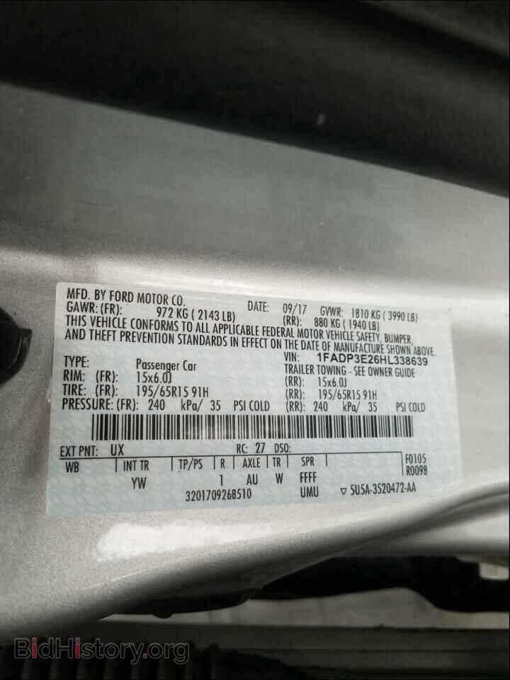 2017 FORD FOCUS - VIN: 1FADP3E26HL338639 - Фото 10