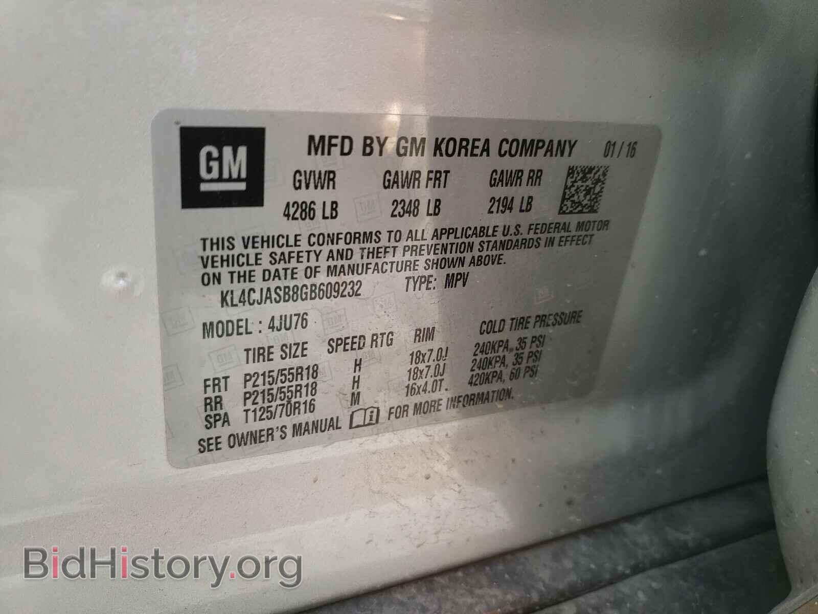 2016 BUICK ENCORE - VIN: KL4CJASB8GB609232 - Фото 10