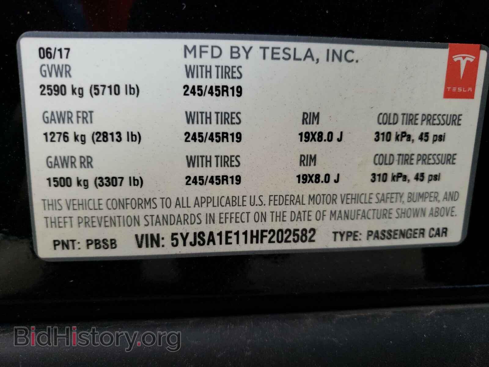 2017 TESLA MODEL S - VIN: 5YJSA1E11HF202582 - Photo 10