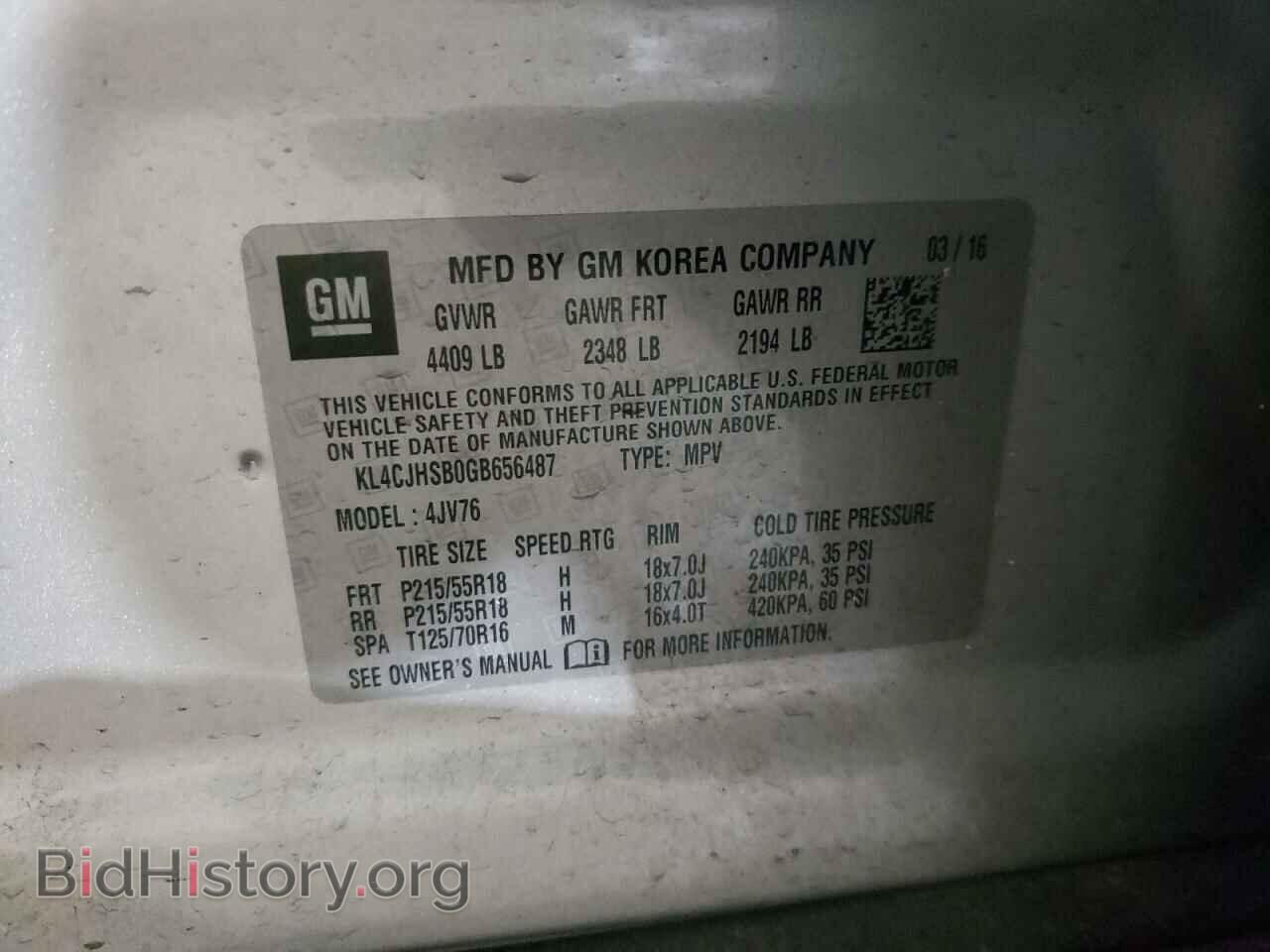 2016 BUICK ENCORE - VIN: KL4CJHSB0GB656487 - Фото 10