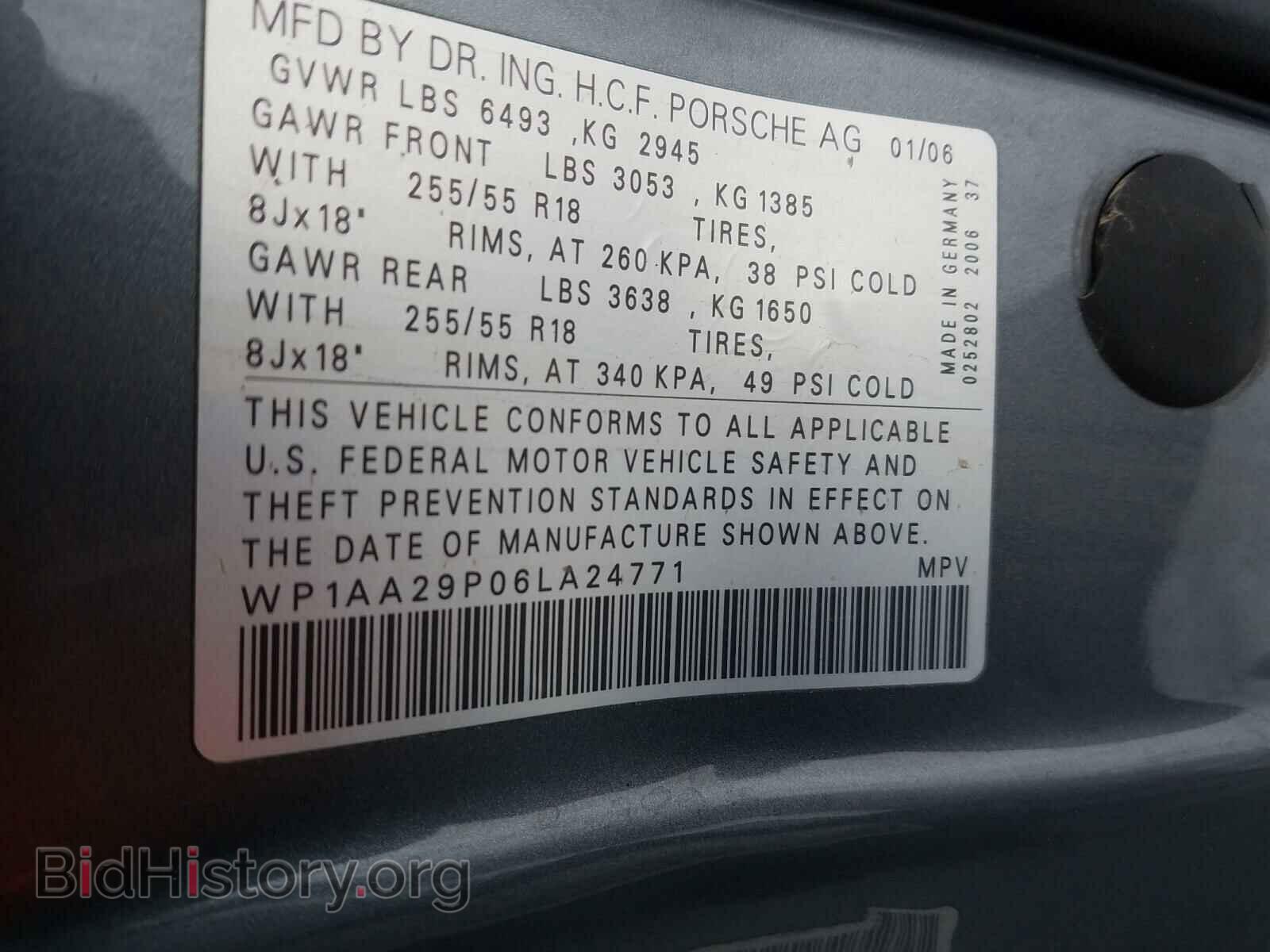 2006 PORSCHE CAYENNE - VIN: WP1AA29P06LA24771 - Фото 10