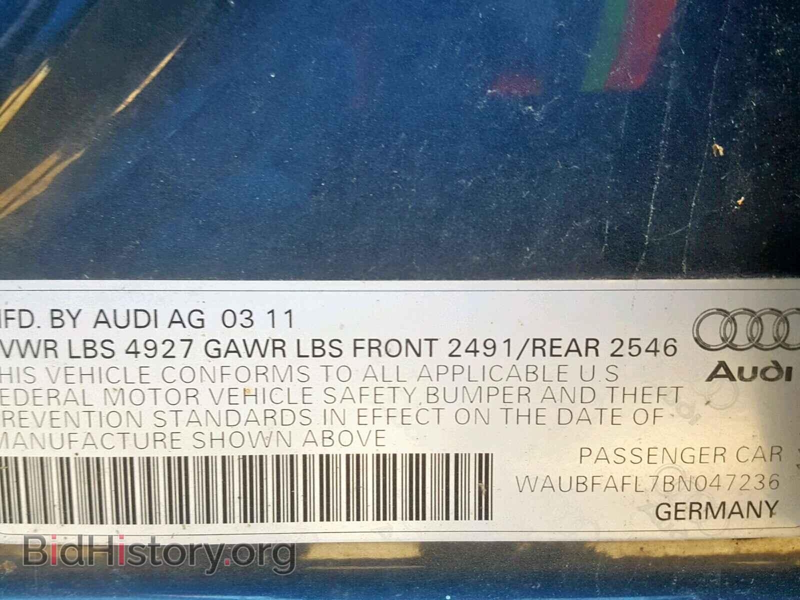 2011 AUDI A4 - VIN: WAUBFAFL7BN047236 - Фото 10