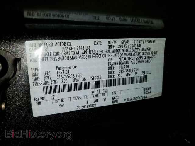2015 FORD FOCUS - VIN: 1FADP3F22FL216470 - Фото 10