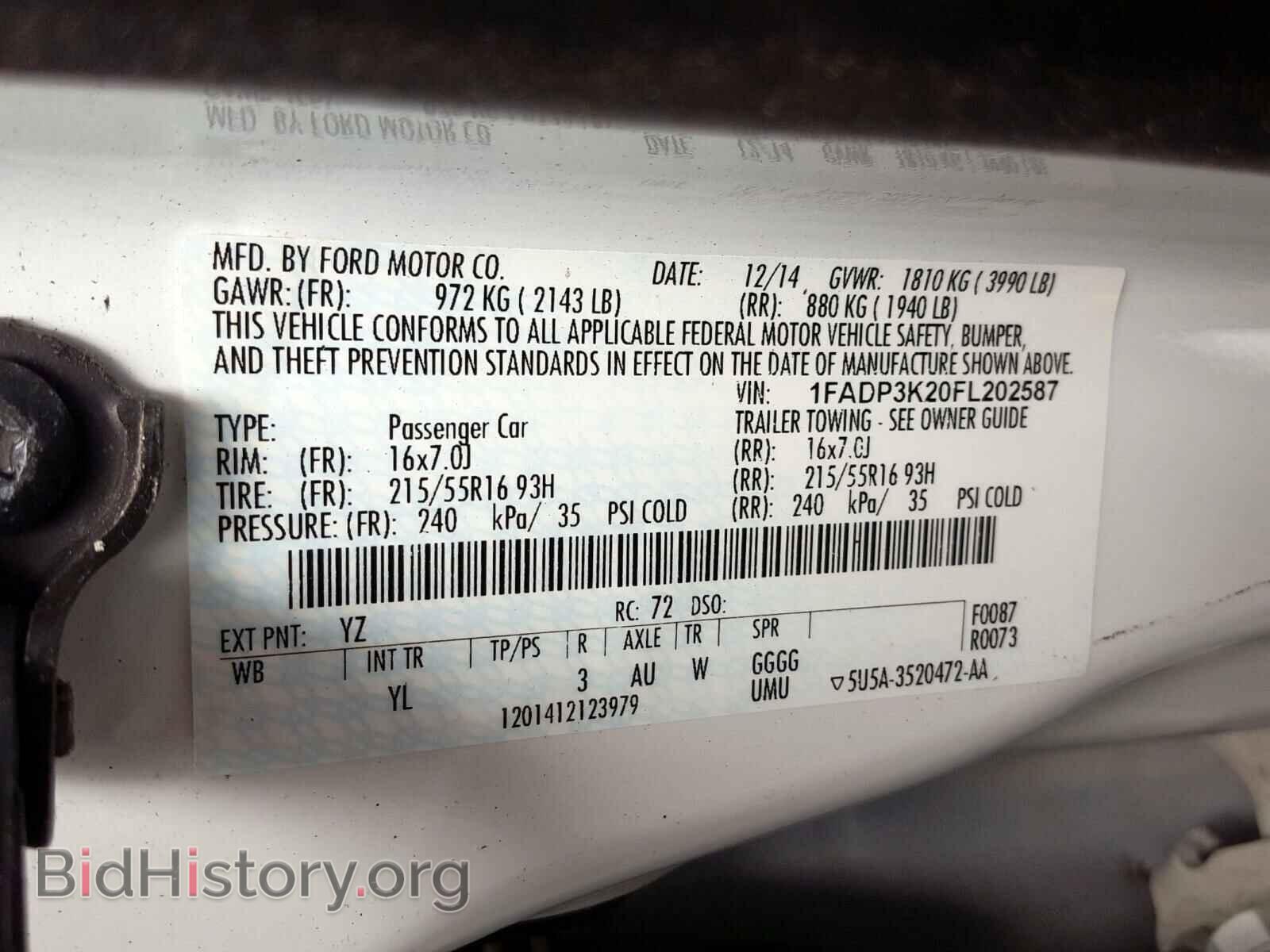2015 FORD FOCUS - VIN: 1FADP3K20FL202587 - Фото 10