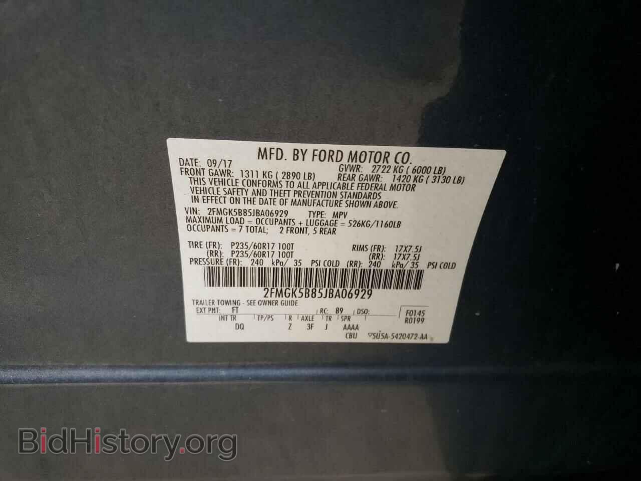 2018 FORD FLEX - VIN: 2FMGK5B85JBA06929 - Photo 10