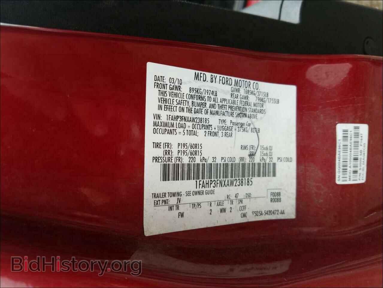 2010 FORD FOCUS - VIN: 1FAHP3FNXAW238185 - Фото 10