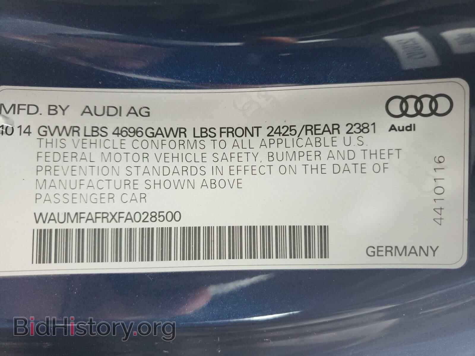 2015 AUDI A5 - VIN: WAUMFAFRXFA028500 - Фото 10