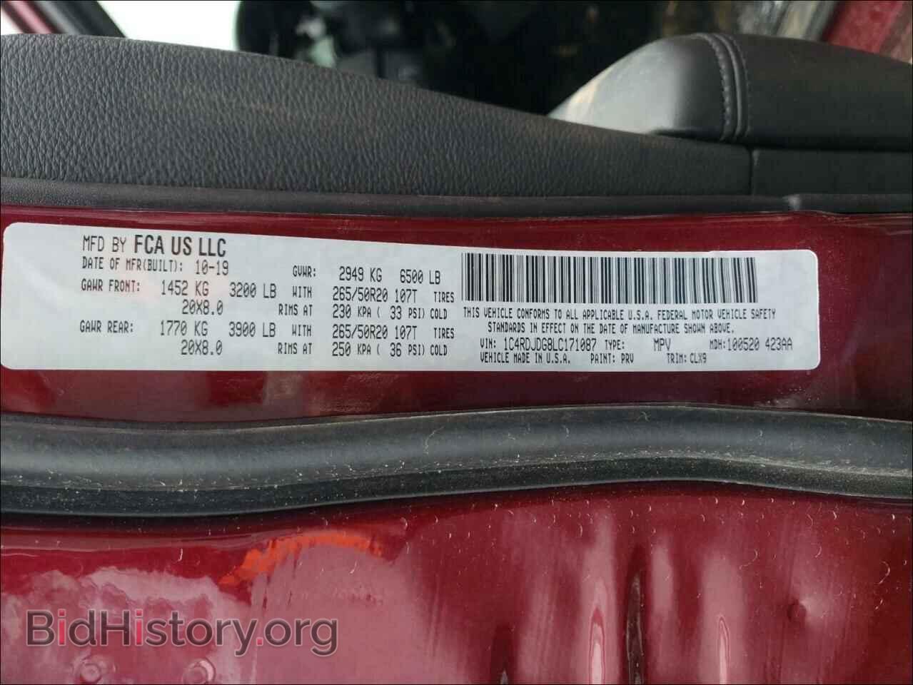 2020 DODGE DURANGO - VIN: 1C4RDJDG8LC171087 - Фото 10