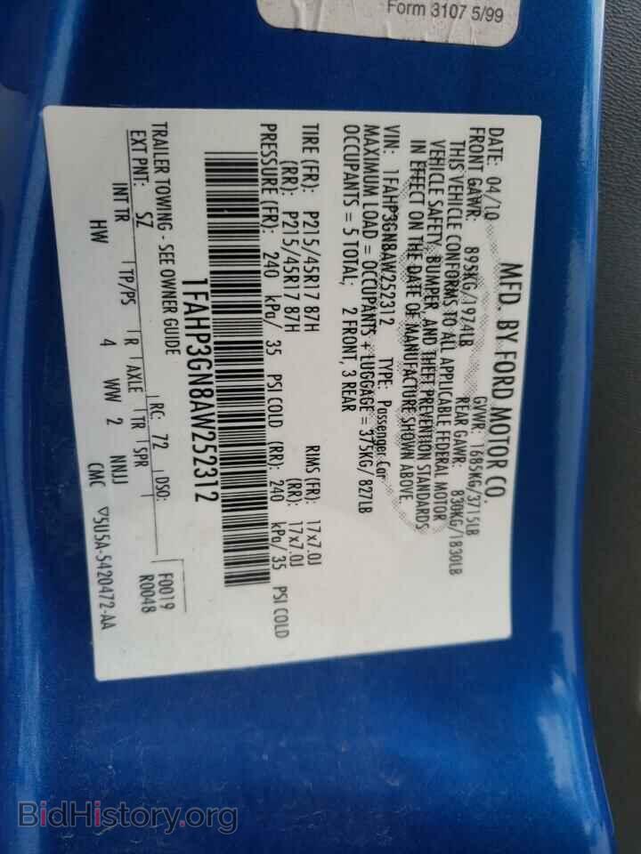 2010 FORD FOCUS - VIN: 1FAHP3GN8AW252312 - Фото 10