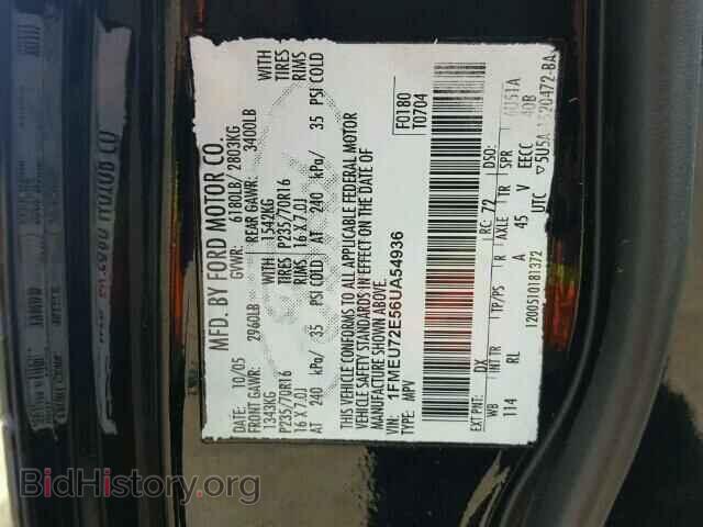 2006 FORD EXPLORER - VIN: 1FMEU72E56UA54936 - Фото 10