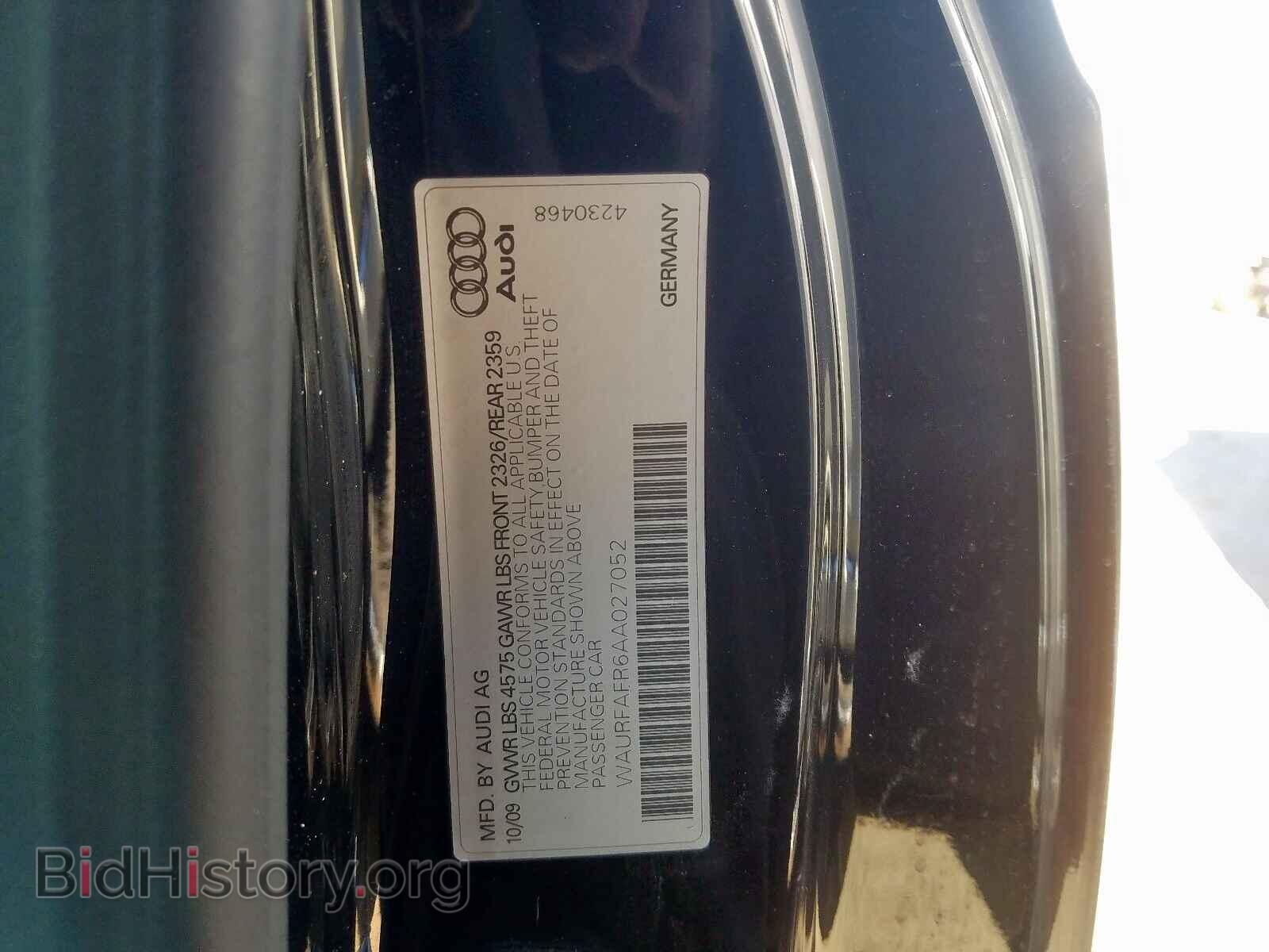 2010 AUDI A5 - VIN: WAURFAFR6AA027052 - Фото 10