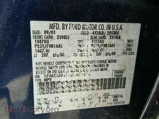2002 FORD ESCAPE - VIN: 1FMCU04132KA51676 - Фото 10