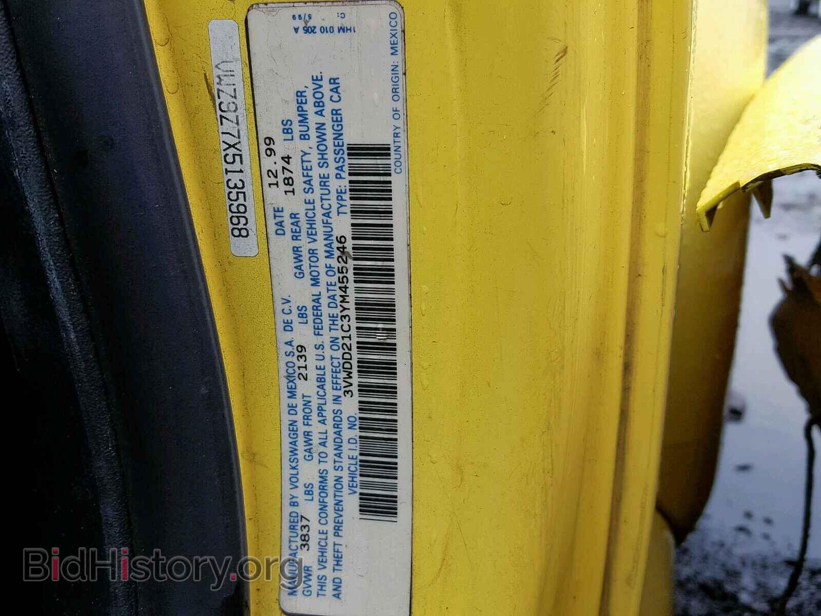 2000 VOLKSWAGEN BEETLE - VIN: 3VWDD21C3YM455246 - Фото 10