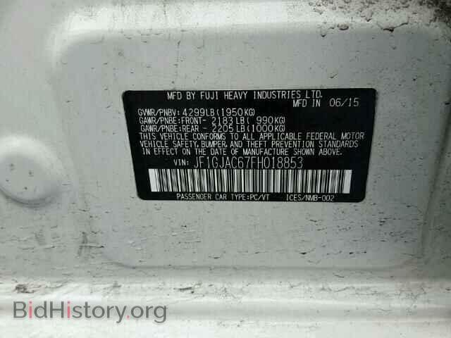 2015 SUBARU IMPREZA - VIN: JF1GJAC67FH018853 - Фото 10