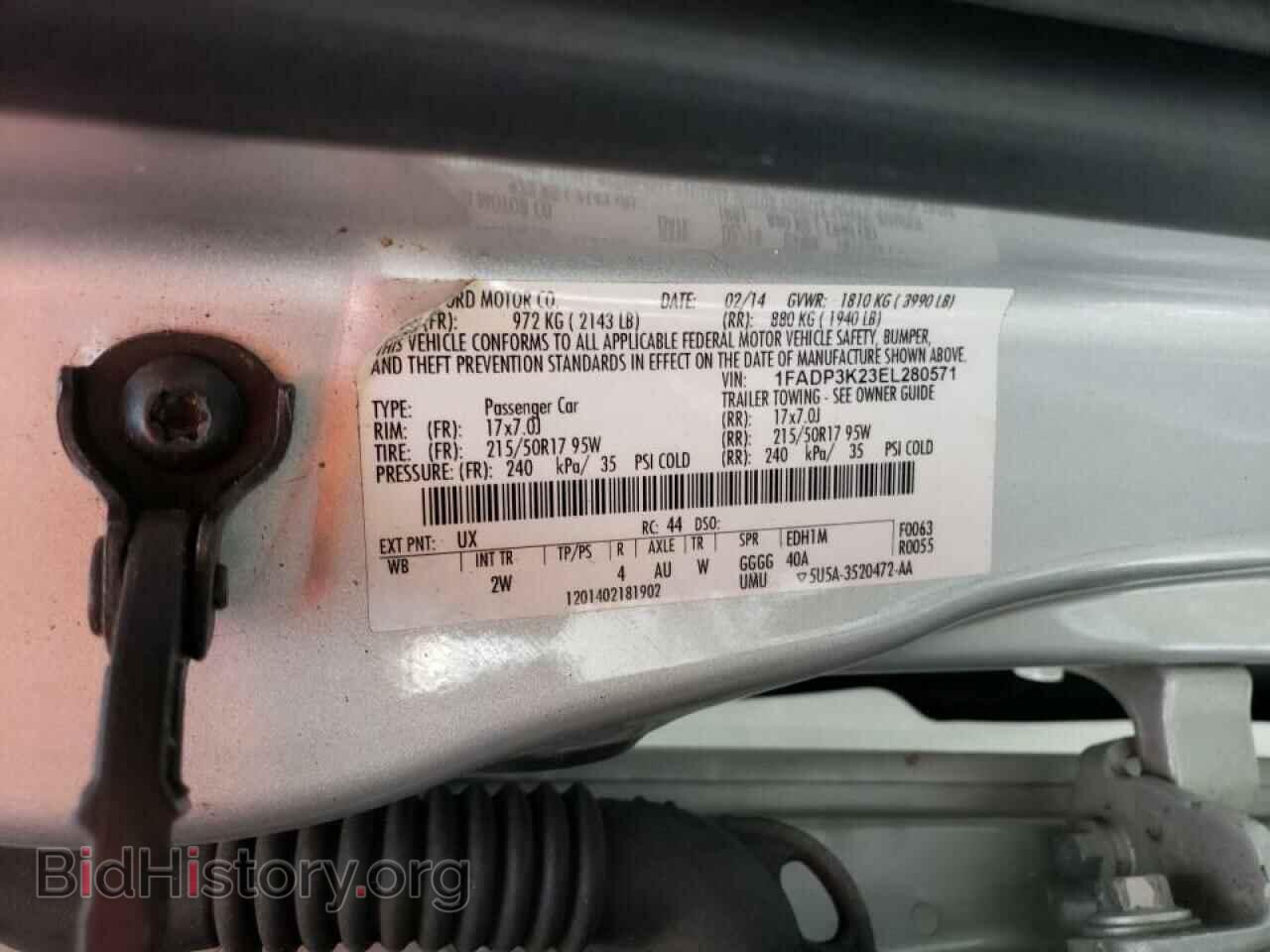 2014 FORD FOCUS - VIN: 1FADP3K23EL280571 - Фото 10