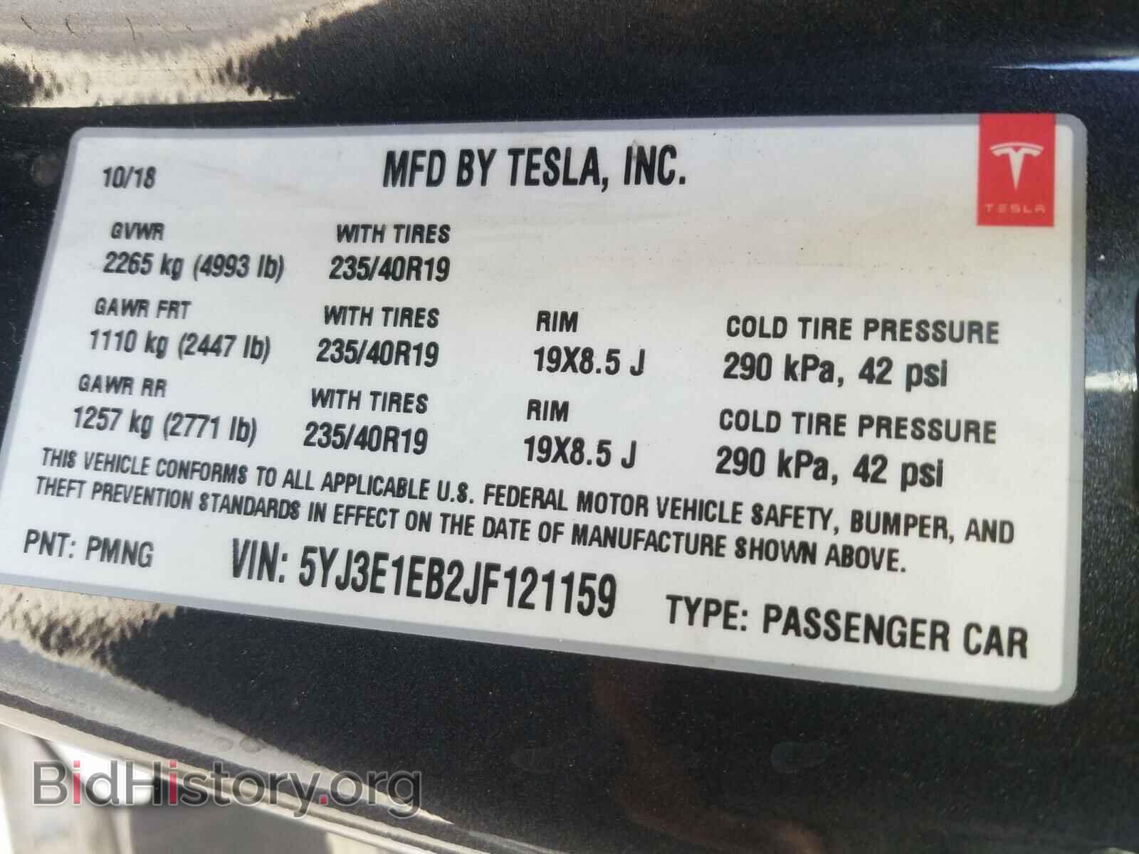 2018 TESLA MODEL 3 - VIN: 5YJ3E1EB2JF121159 - Photo 10
