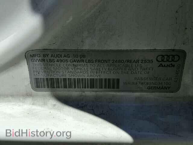 2009 AUDI A4 - VIN: WAULF78K89N034100 - Фото 10