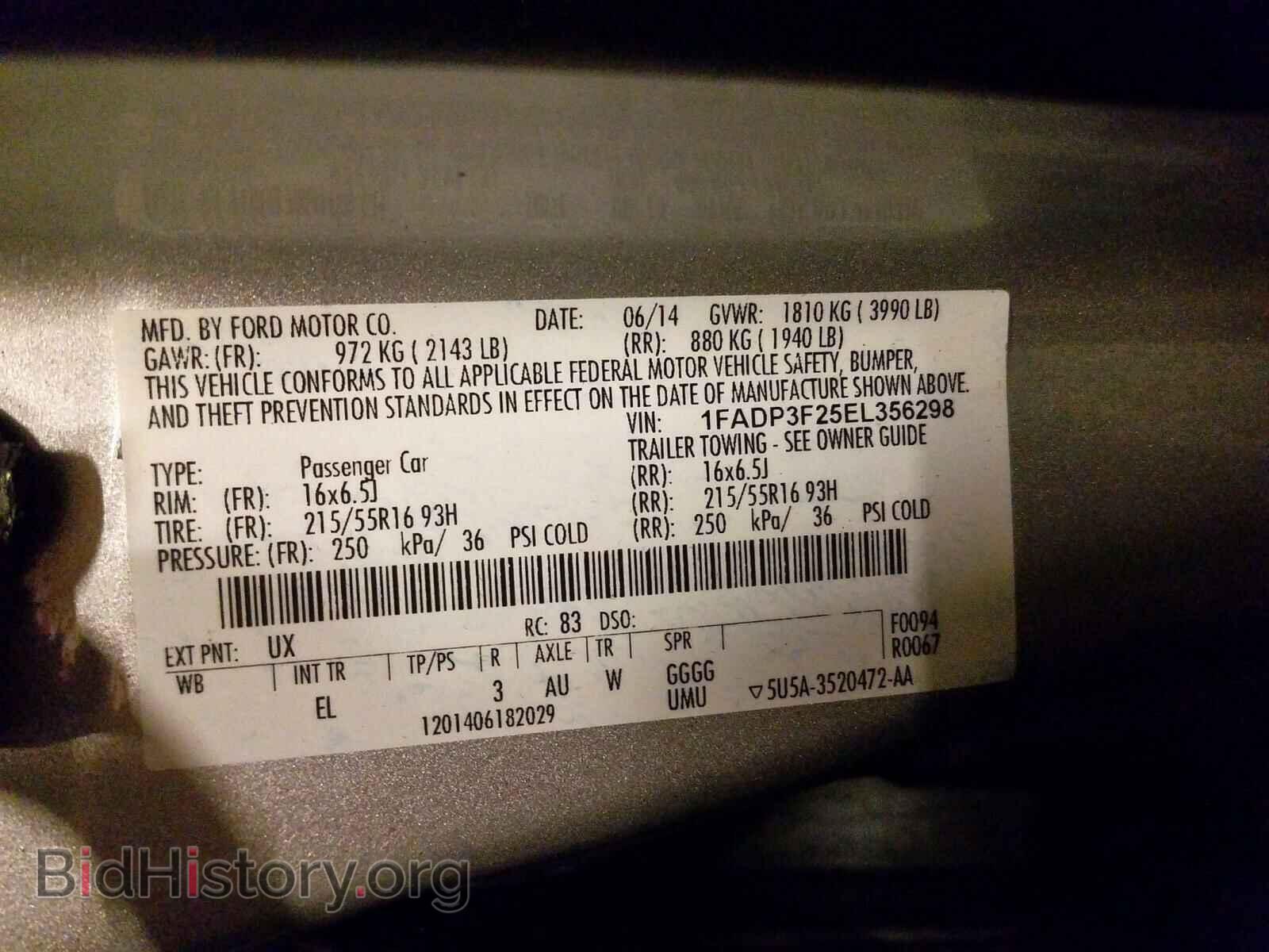 2014 FORD FOCUS - VIN: 1FADP3F25EL356298 - Фото 10