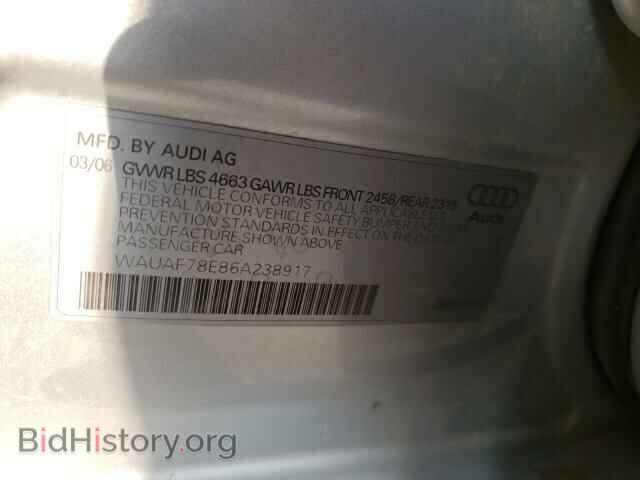 2006 AUDI A4 - VIN: WAUAF78E86A238917 - Фото 10