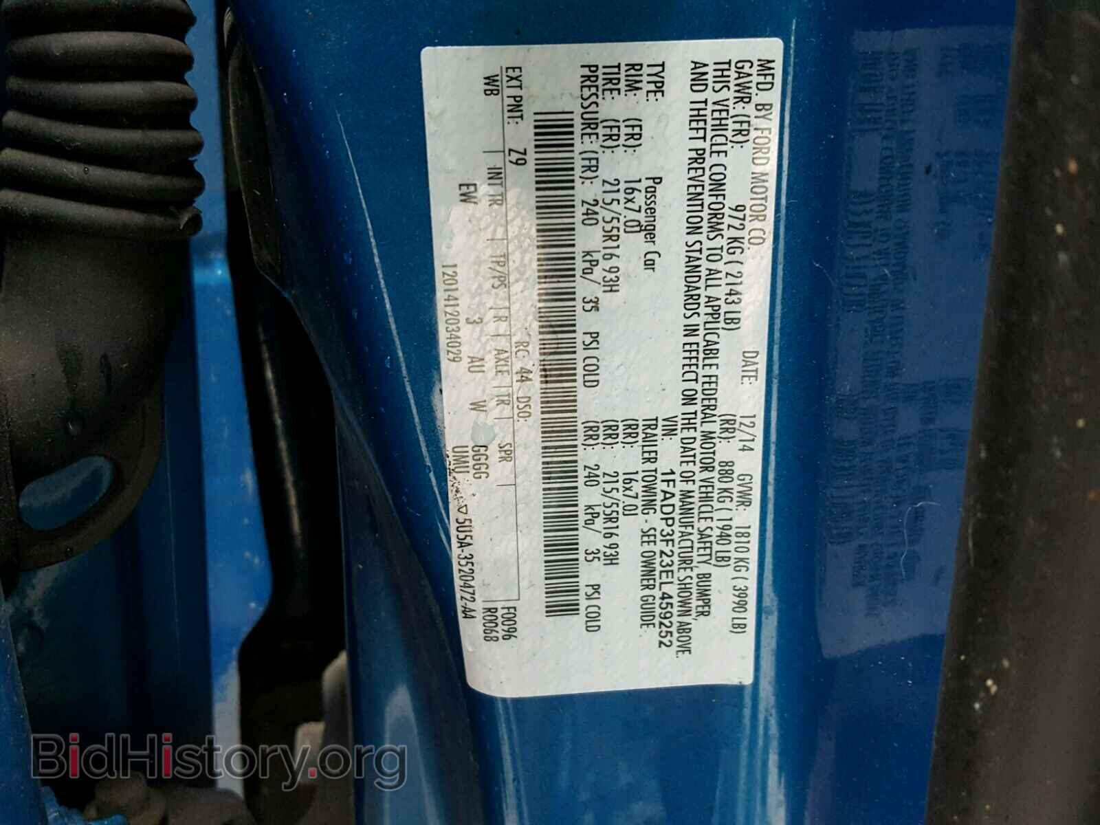 2014 FORD FOCUS - VIN: 1FADP3F23EL459252 - Фото 10