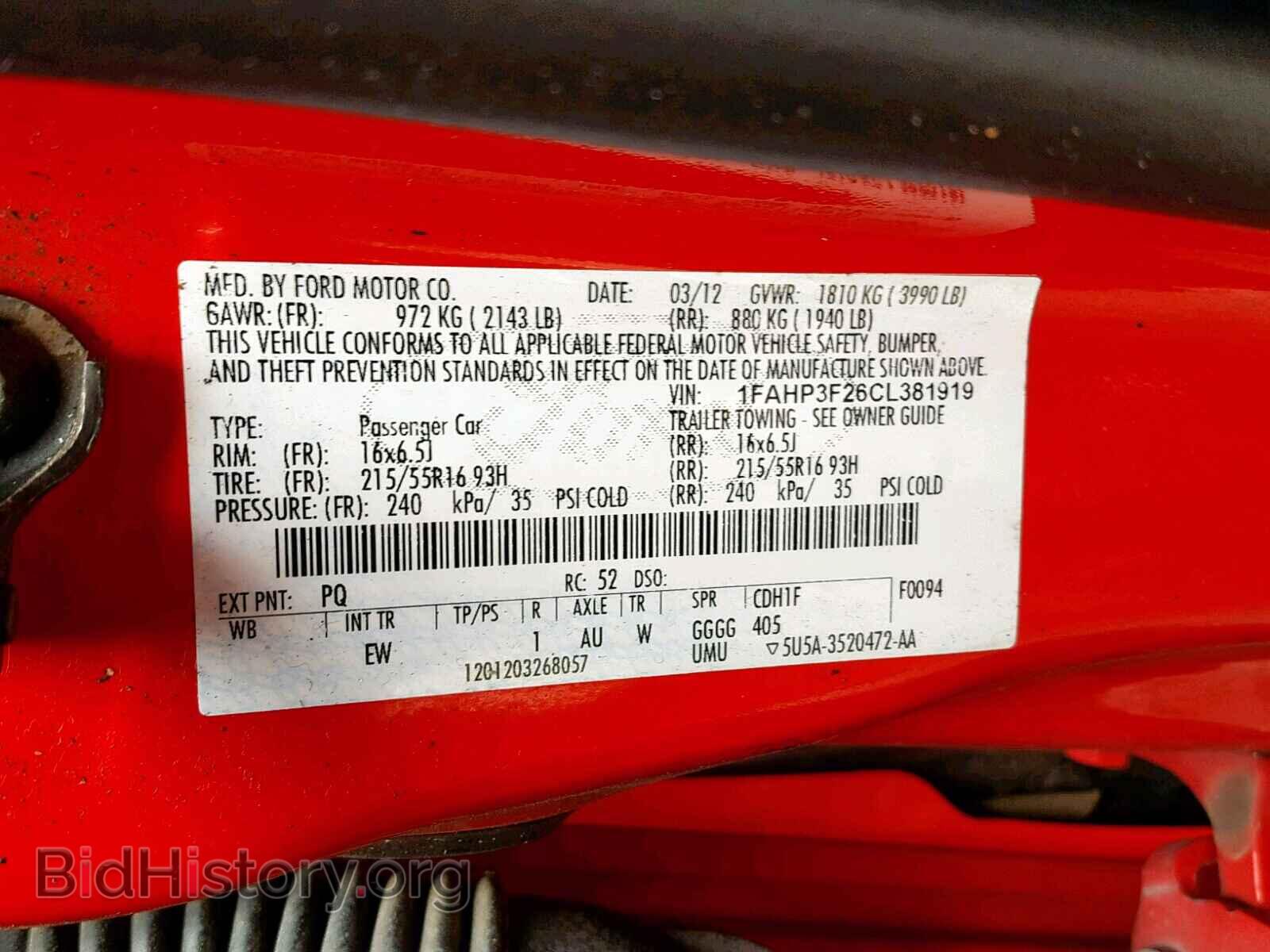 2012 FORD FOCUS SE - VIN: 1FAHP3F26CL381919 - Фото 10
