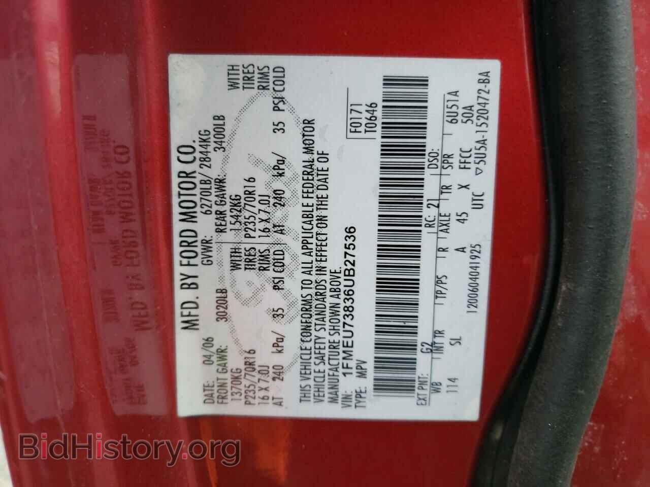 2006 FORD EXPLORER - VIN: 1FMEU73836UB27536 - Фото 10