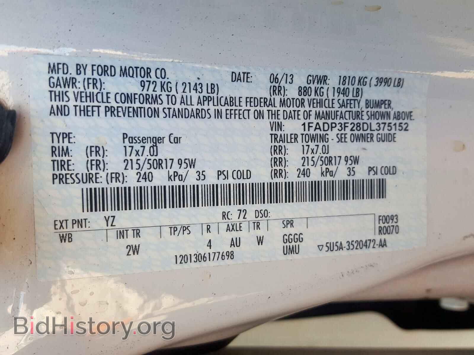 2013 FORD FOCUS - VIN: 1FADP3F28DL375152 - Фото 10