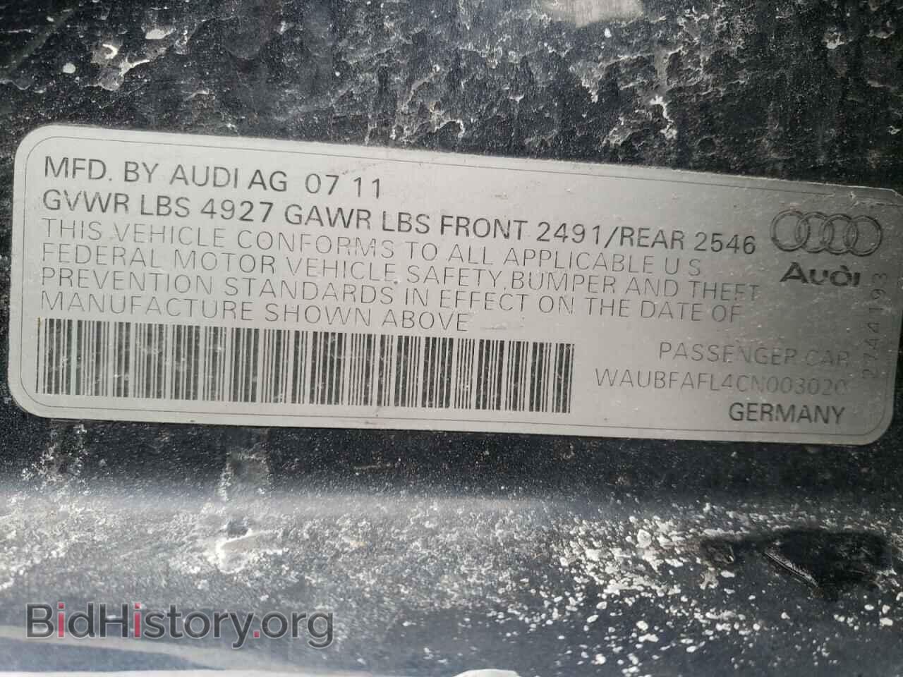 2012 AUDI A4 - VIN: WAUBFAFL4CN003020 - Фото 10