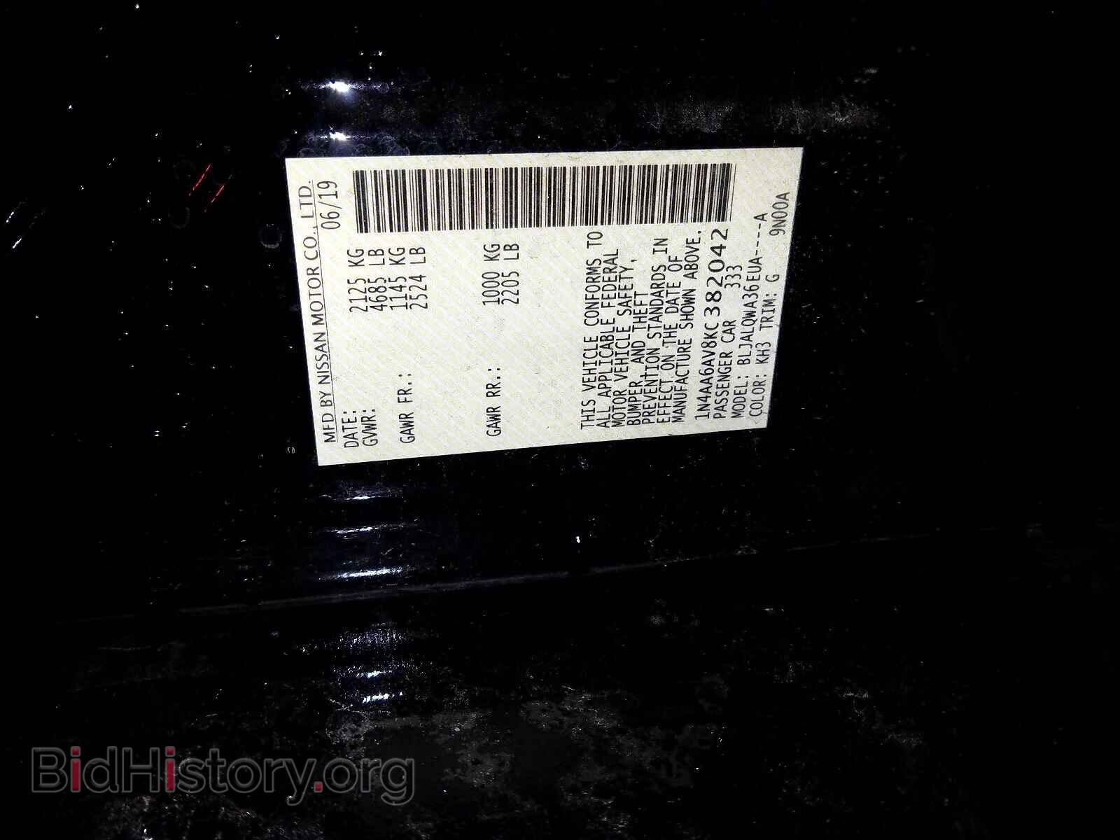 2019 NISSAN MAXIMA - VIN: 1N4AA6AV8KC382042 - Фото 10
