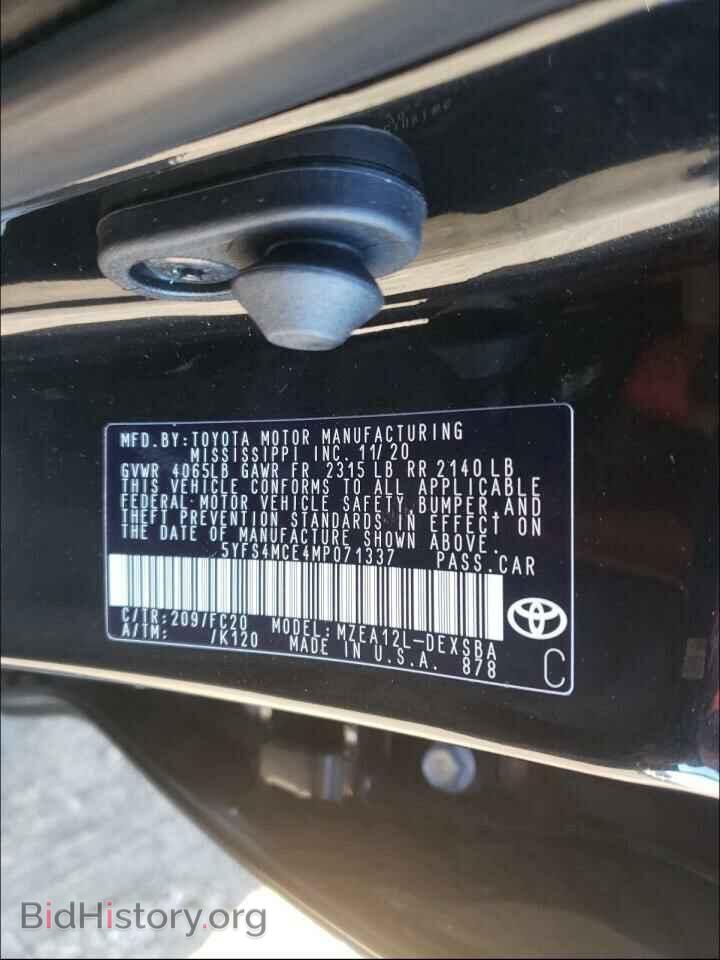 2021 TOYOTA COROLLA - VIN: 5YFS4MCE4MP071337 - Фото 10