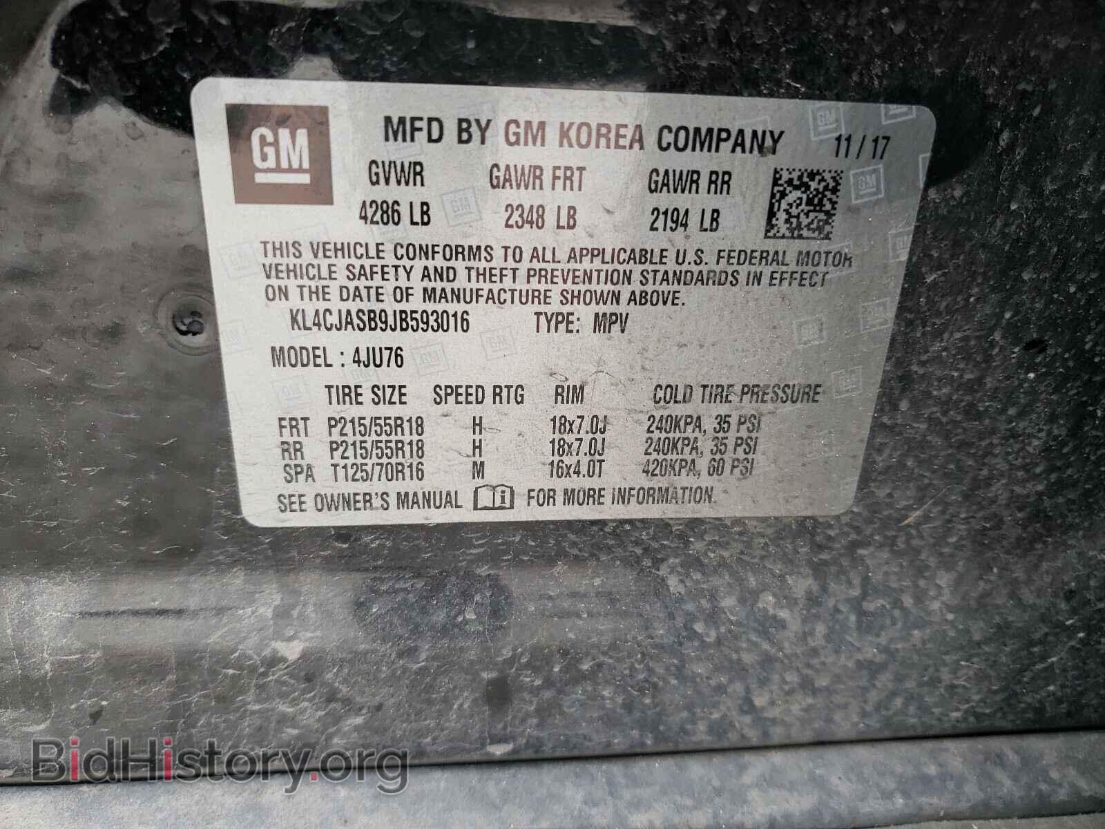 2018 BUICK ENCORE - VIN: KL4CJASB9JB593016 - Фото 10