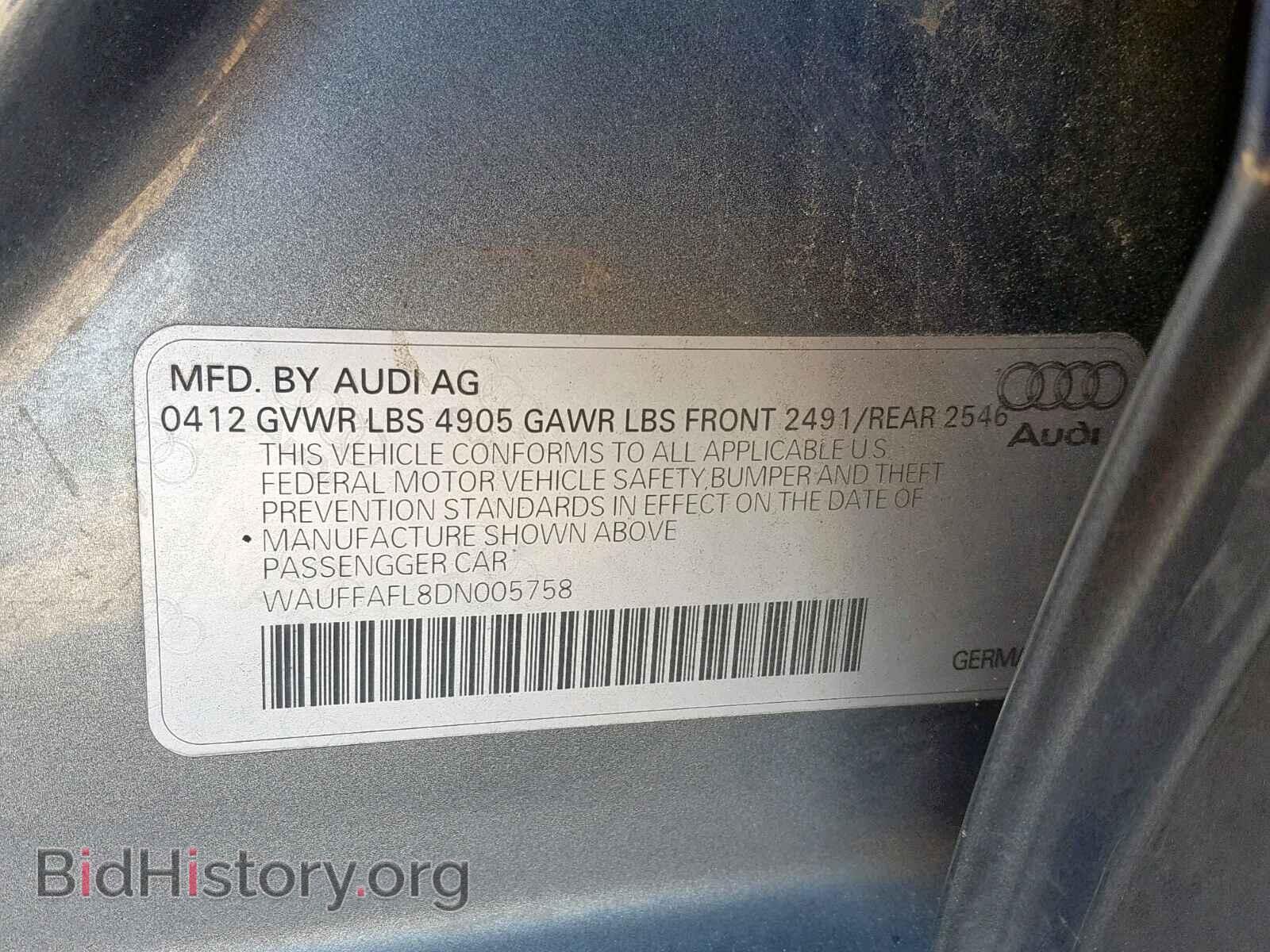 2013 AUDI A4 - VIN: WAUFFAFL8DN005758 - Фото 10