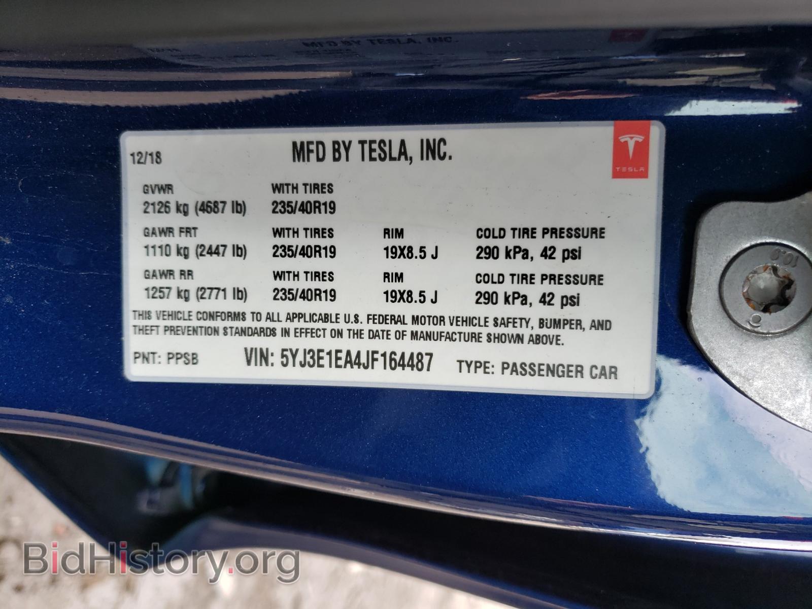 2018 TESLA MODEL 3 - VIN: 5YJ3E1EA4JF164487 - Фото 10