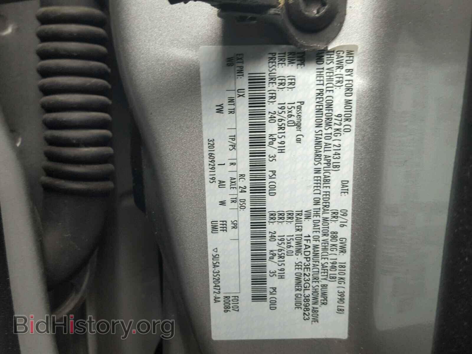 2016 FORD FOCUS - VIN: 1FADP3E23GL389823 - Фото 10