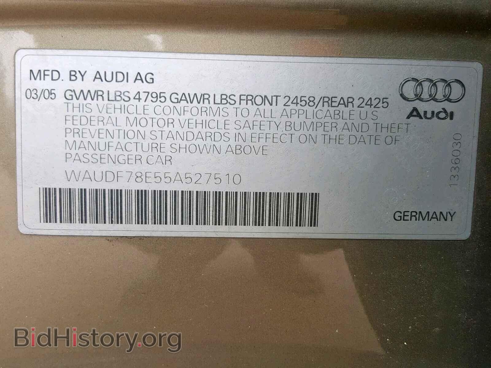 2005 AUDI A4 - VIN: WAUDF78E55A527510 - Фото 10
