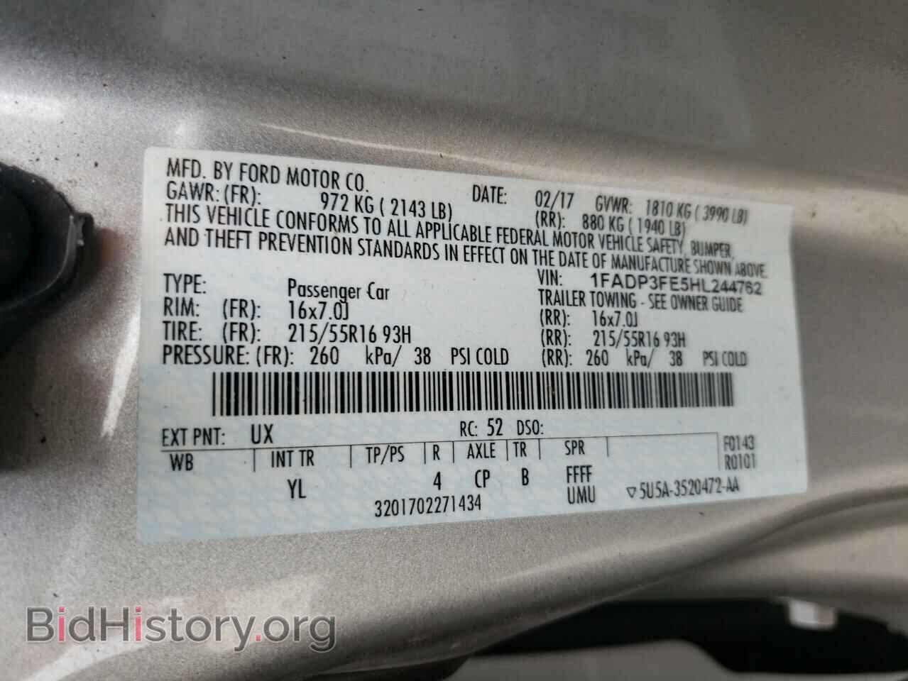 2017 FORD FOCUS - VIN: 1FADP3FE5HL244762 - Фото 10
