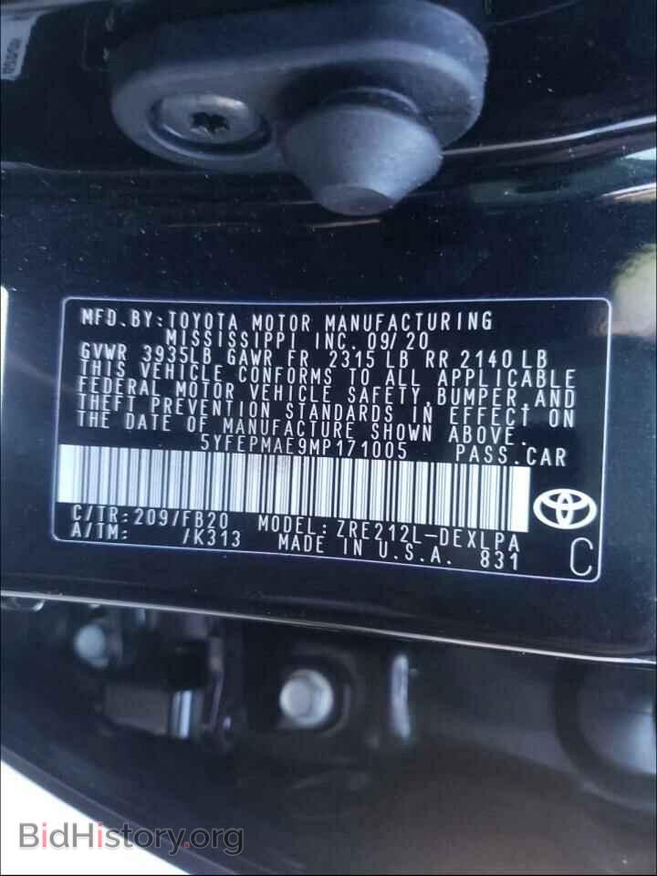 2021 TOYOTA COROLLA - VIN: 5YFEPMAE9MP171005 - Фото 10