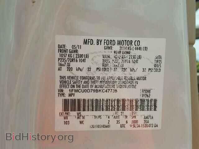 2011 FORD ESCAPE - VIN: 1FMCU0D79BKC47738 - Фото 10