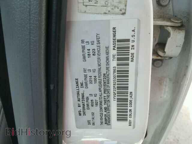 2002 MAZDA 626 - VIN: 1YVGF22F825307863 - Фото 10