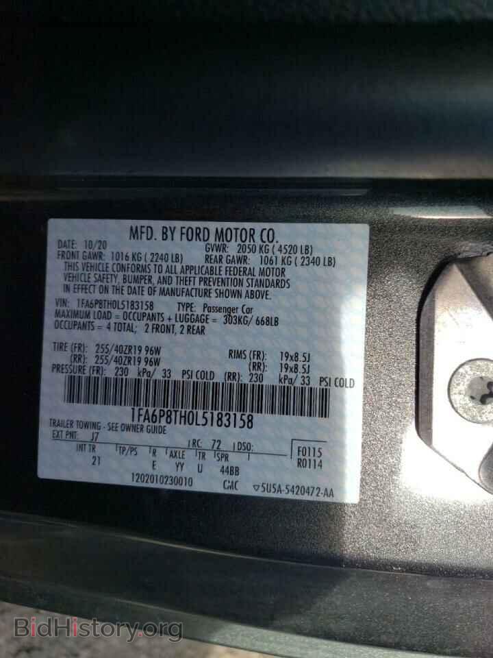 2020 FORD MUSTANG - VIN: 1FA6P8TH0L5183158 - Фото 10