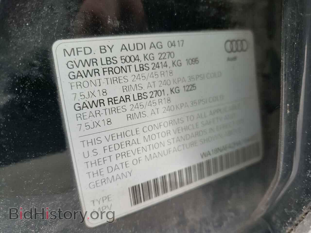 2017 AUDI A4 - VIN: WA18NAF42HA164452 - Фото 10