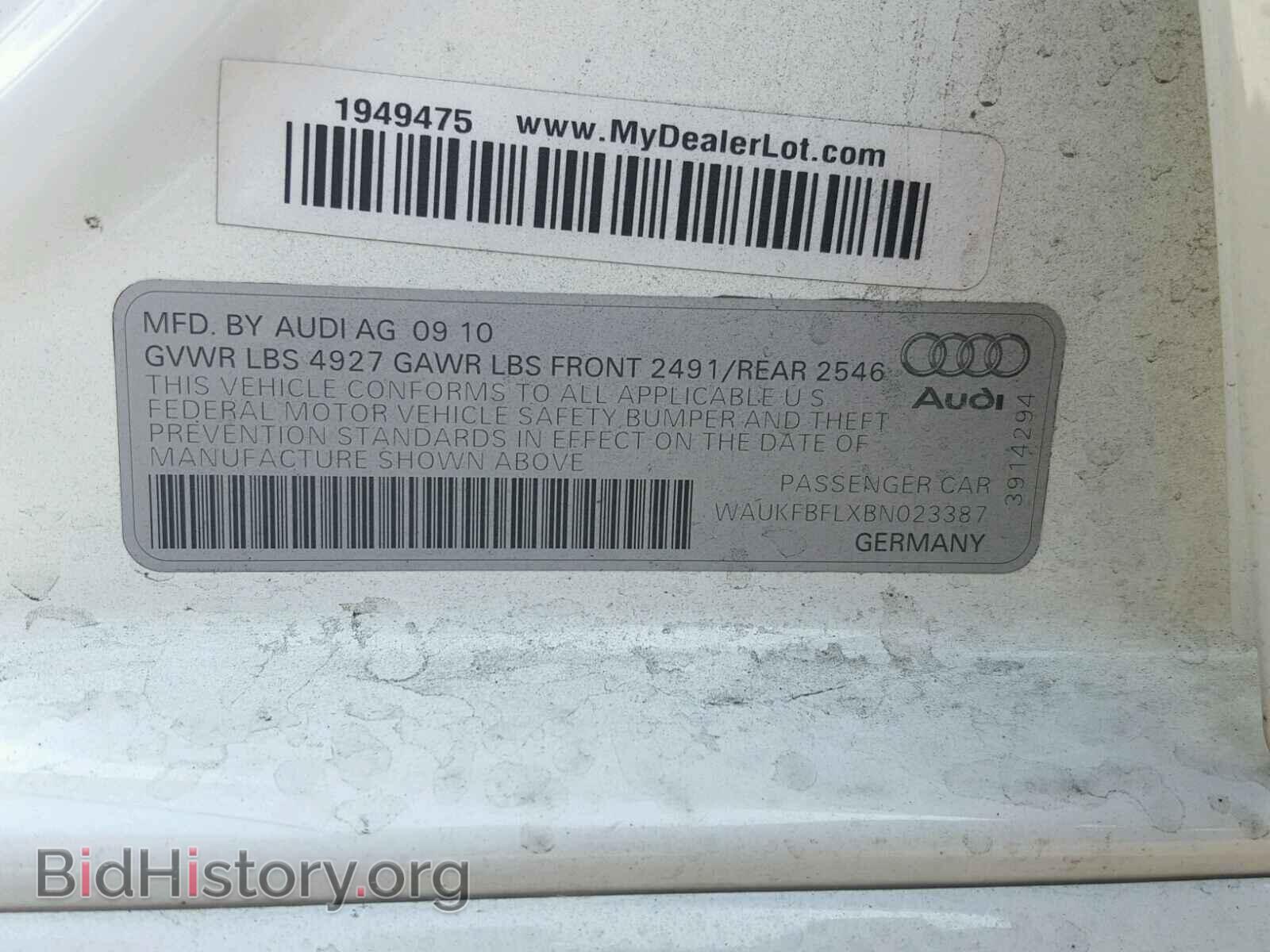 2011 AUDI A4 - VIN: WAUKFBFLXBN023387 - Photo 10