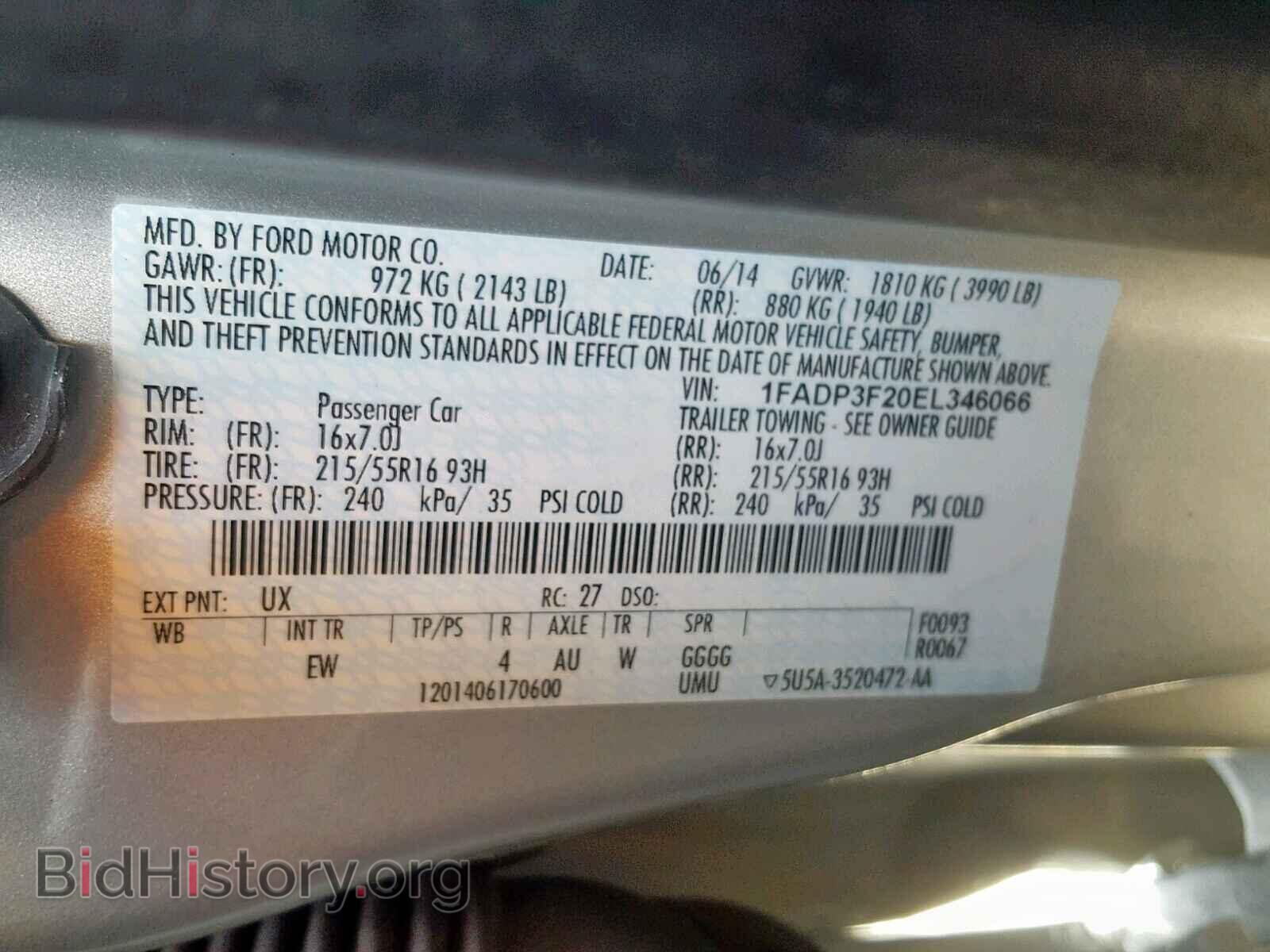 2014 FORD FOCUS SE - VIN: 1FADP3F20EL346066 - Фото 10