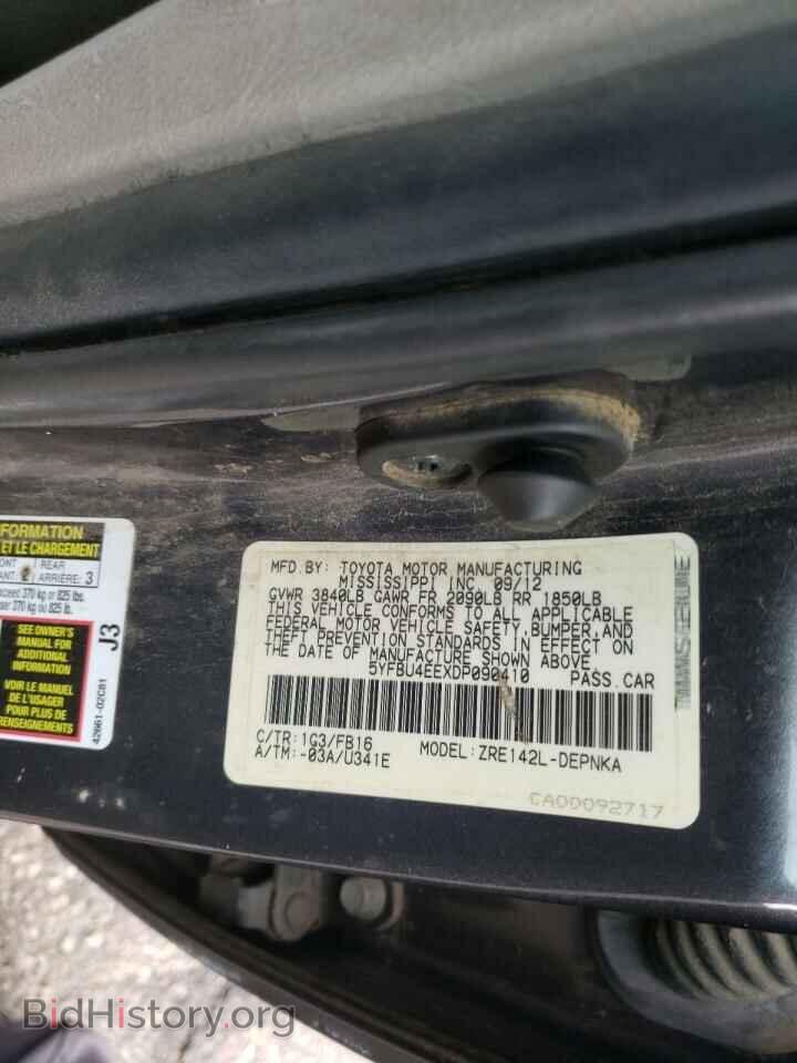 2013 TOYOTA COROLLA - VIN: 5YFBU4EEXDP090410 - Фото 10