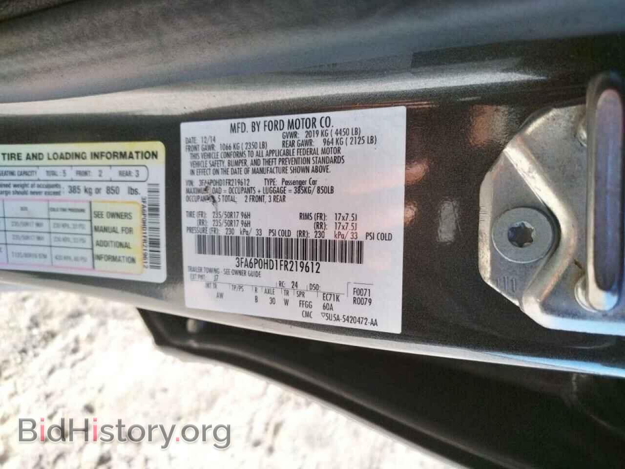 2015 FORD FUSION - VIN: 3FA6P0HD1FR219612 - Фото 10