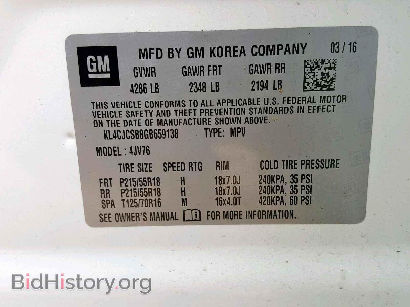 2016 BUICK ENCORE - VIN: KL4CJCSB8GB659138 - Фото 10