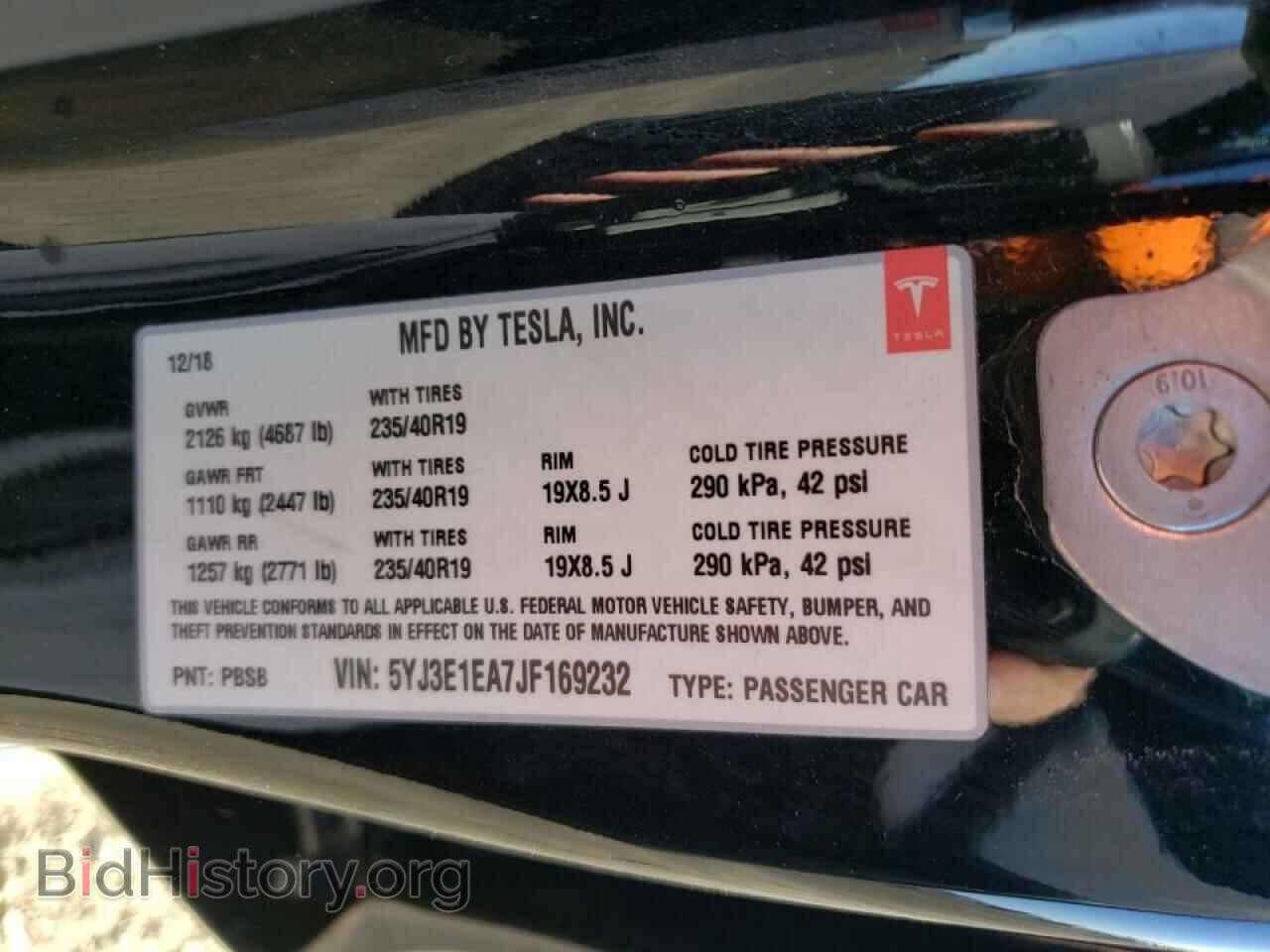 2018 TESLA MODEL 3 - VIN: 5YJ3E1EA7JF169232 - Photo 10