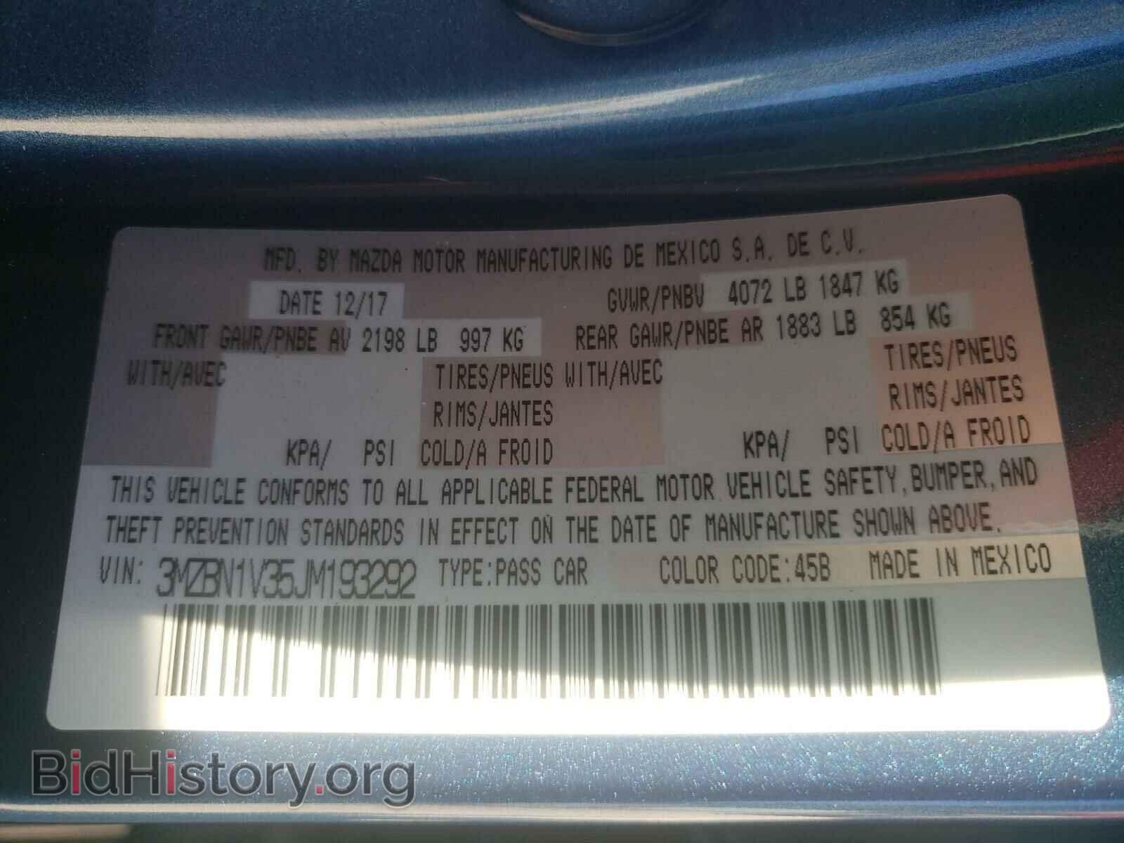 2018 MAZDA 3 - VIN: 3MZBN1V35JM193292 - Фото 10