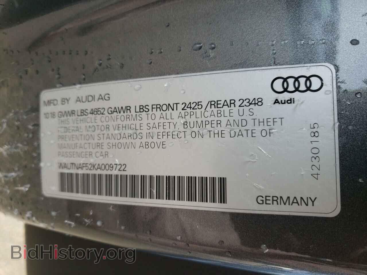 2019 AUDI A5 - VIN: WAUTNAF52KA009722 - Фото 10